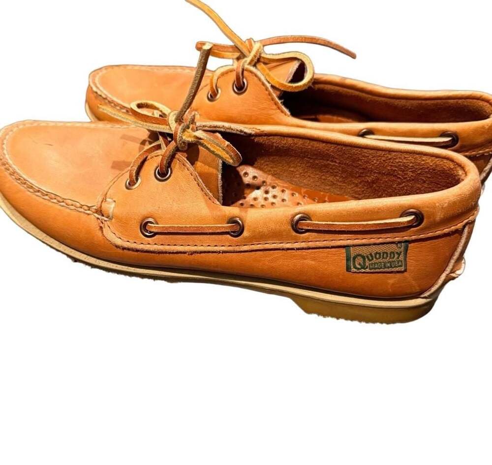 VTG  Womens 9 Quoddy Leather 2-Eye Handsewn Boat Shoes